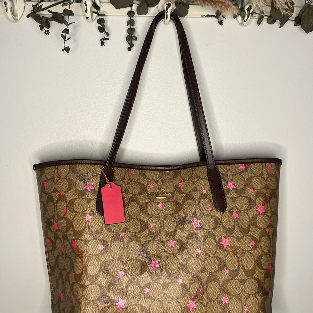 Coach Disco Stars 2021 Holiday Collection City Tote In Signature Canvas